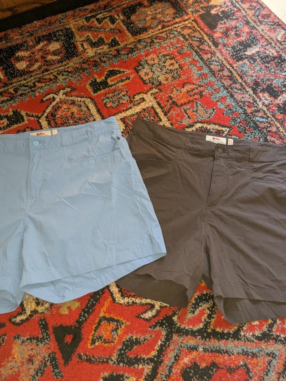 Fjallraven Women's Sky Blue and Dark Brown Hiking Shorts Pair